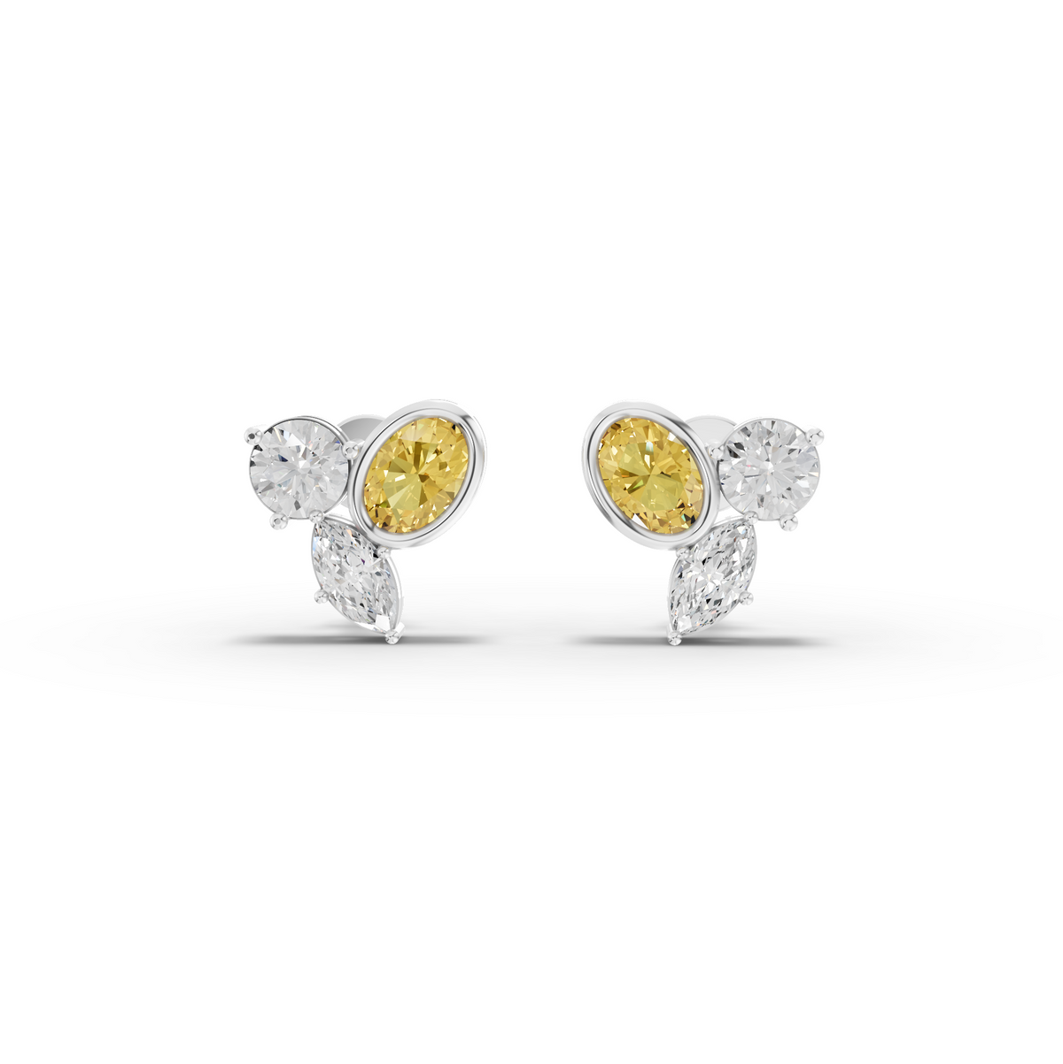 1.40 Ct Oval Citrine Birthstone Lab Grown Diamond Stud Earrings