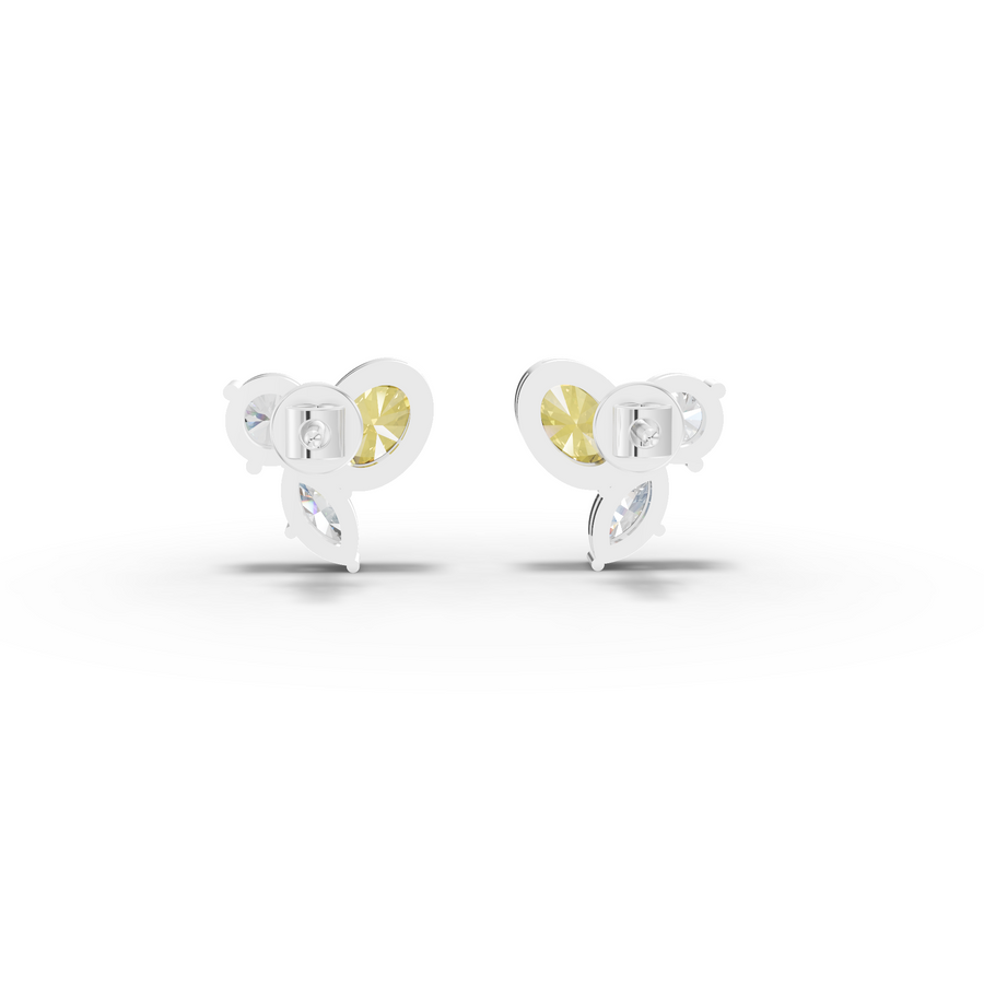 1.40 Ct Oval Citrine Birthstone Lab Grown Diamond Stud Earrings