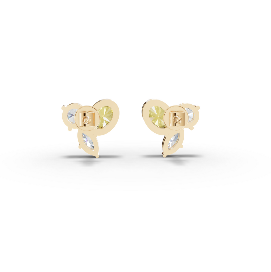 1.40 Ct Oval Citrine Birthstone Lab Grown Diamond Stud Earrings