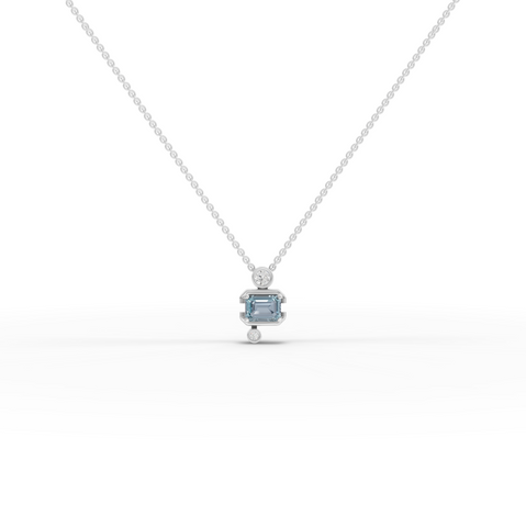 1.11 Ct Aquamarine Diamond Pendant March Birthstone Necklace