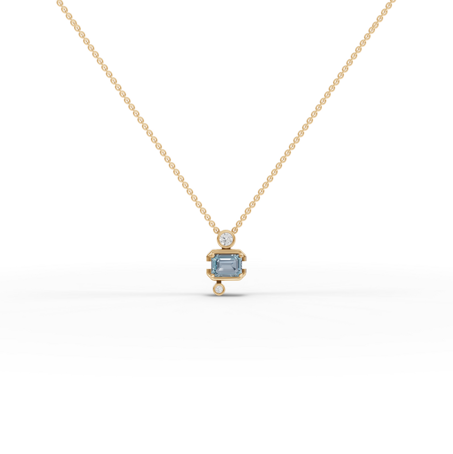 1.11 Ct Aquamarine Diamond Pendant March Birthstone Necklace