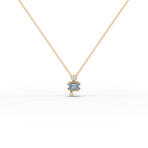 1.11 Ct Aquamarine Diamond Pendant March Birthstone Necklace