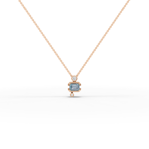 1.11 Ct Aquamarine Diamond Pendant March Birthstone Necklace