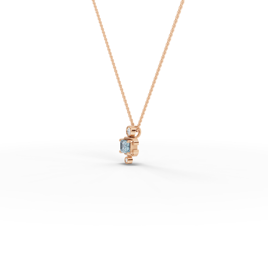 1.11 Ct Aquamarine Diamond Pendant March Birthstone Necklace