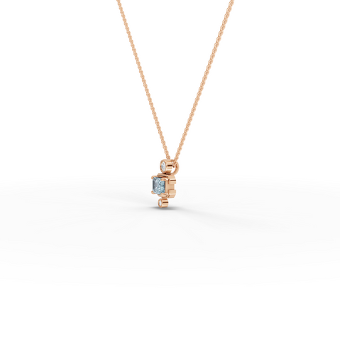 1.11 Ct Aquamarine Diamond Pendant March Birthstone Necklace