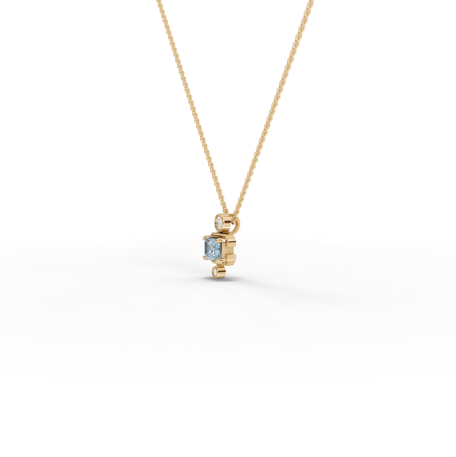 1.11 Ct Aquamarine Diamond Pendant March Birthstone Necklace