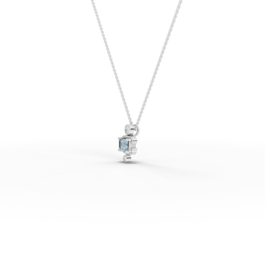 1.11 Ct Aquamarine Diamond Pendant March Birthstone Necklace