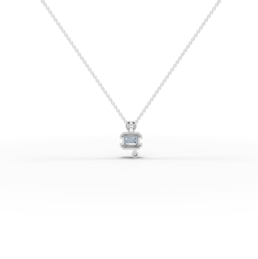 1.11 Ct Aquamarine Diamond Pendant March Birthstone Necklace