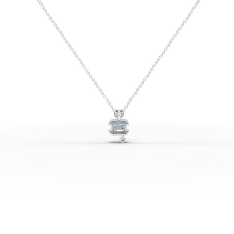 1.11 Ct Aquamarine Diamond Pendant March Birthstone Necklace