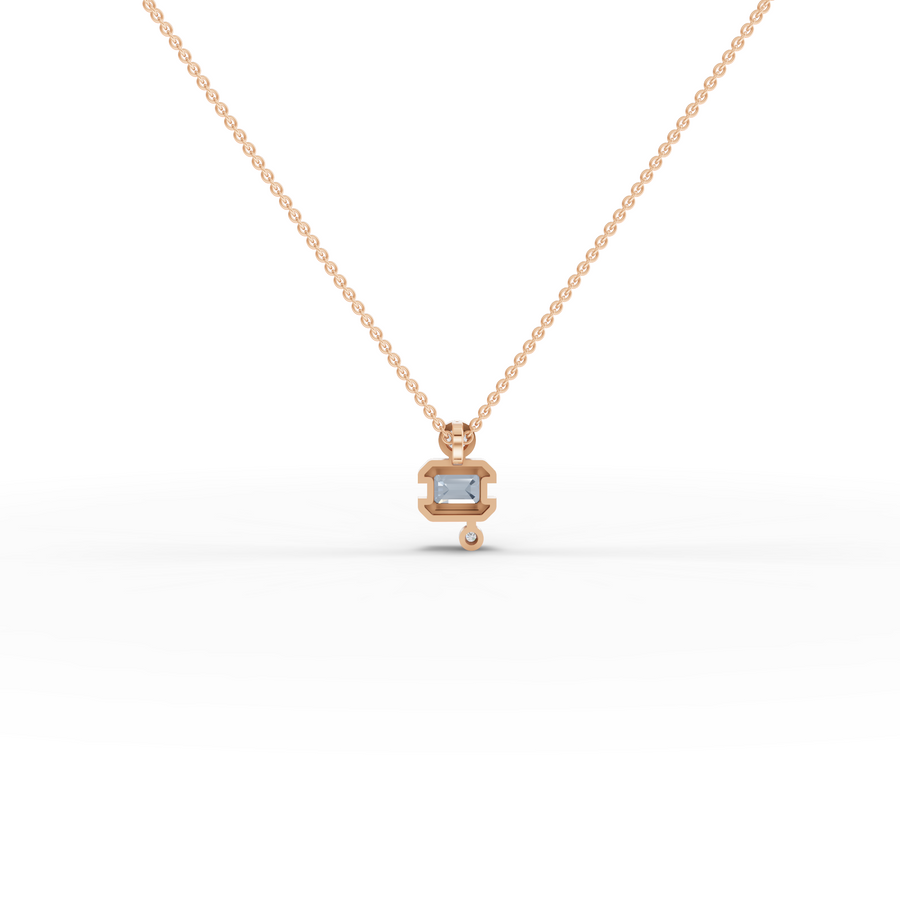 1.11 Ct Aquamarine Diamond Pendant March Birthstone Necklace