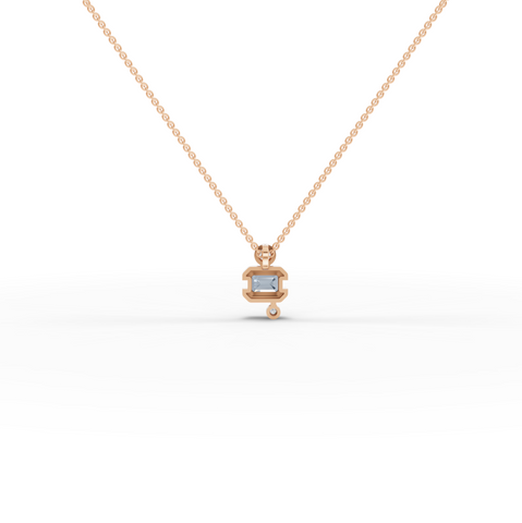 1.11 Ct Aquamarine Diamond Pendant March Birthstone Necklace