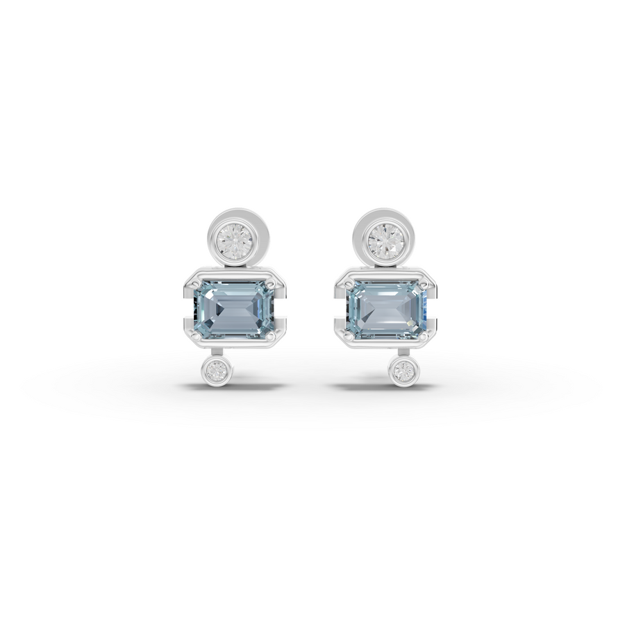 2.42 Ct March Birthstone Aquamarine Diamond Drop Earrings