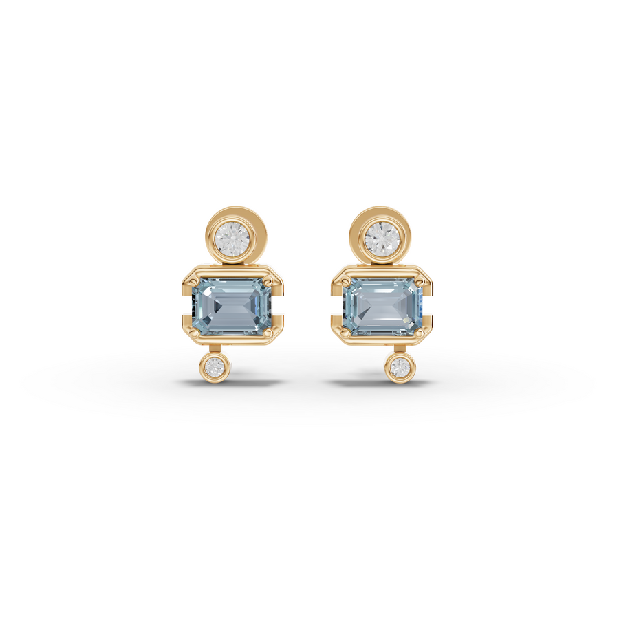 2.42 Ct March Birthstone Aquamarine Diamond Drop Earrings