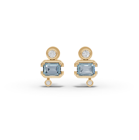 2.42 Ct March Birthstone Aquamarine Diamond Drop Earrings