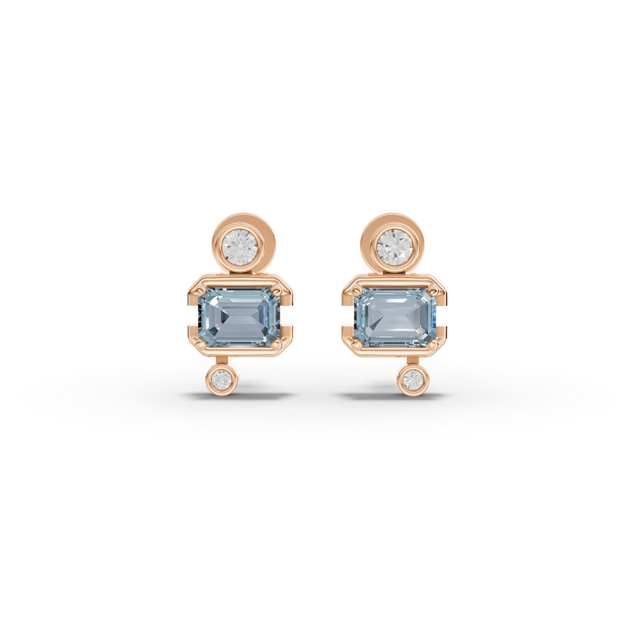 2.42 Ct March Birthstone Aquamarine Diamond Drop Earrings