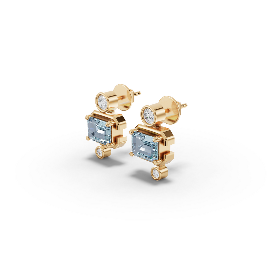 2.42 Ct March Birthstone Aquamarine Diamond Drop Earrings