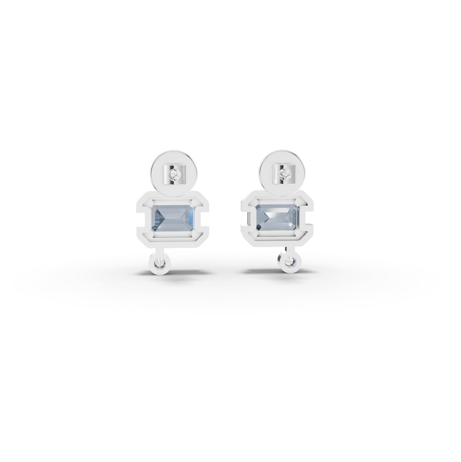 2.42 Ct March Birthstone Aquamarine Diamond Drop Earrings