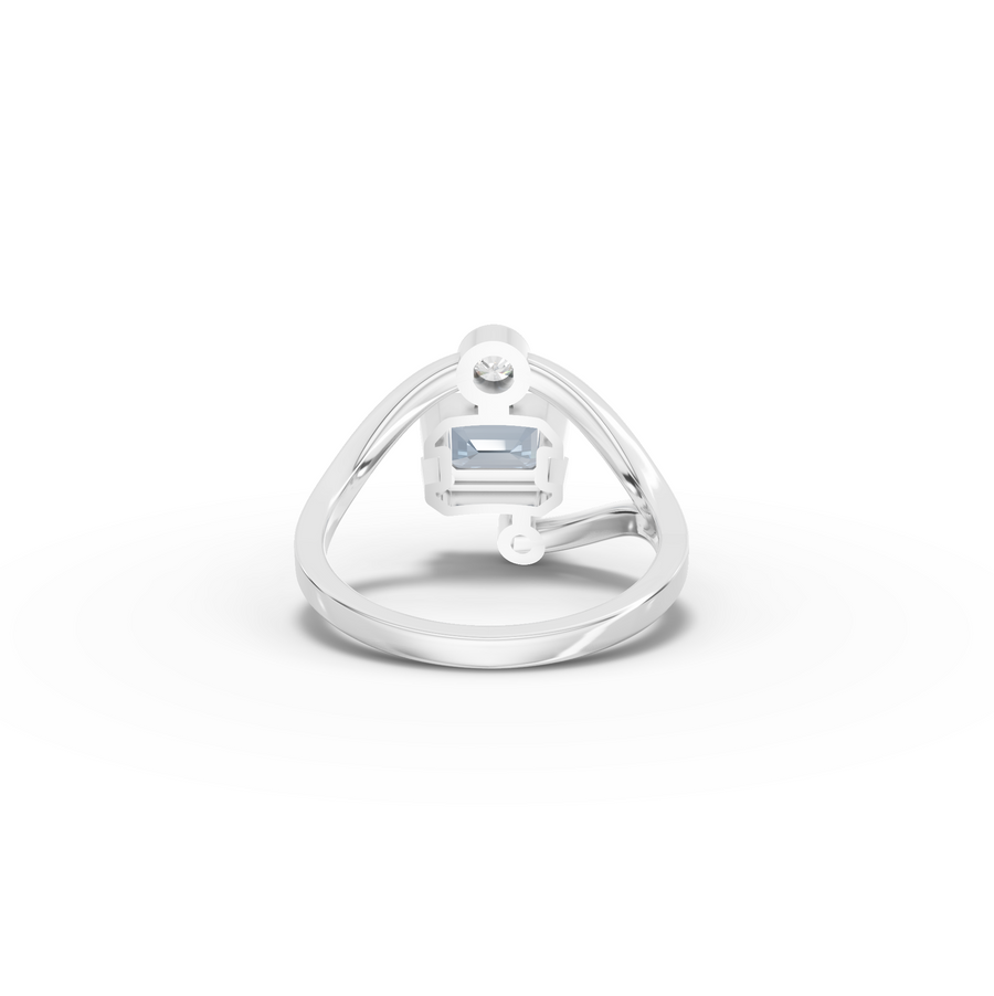 1.11 Ct Emerald Aquamarine Bypass Lab Diamond Ring 1.00 Ct Center