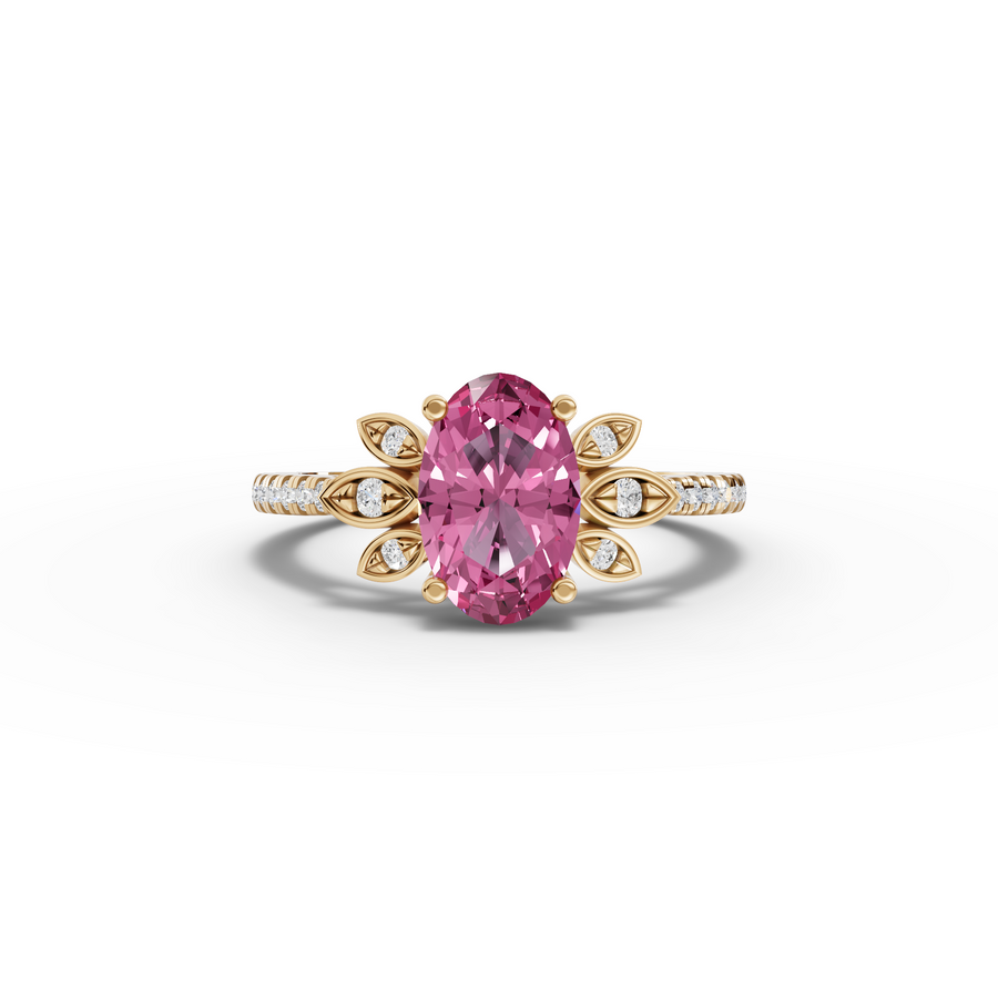 1.64 Ct Oval Tourmaline Halo Ring 1.5 Ct Center