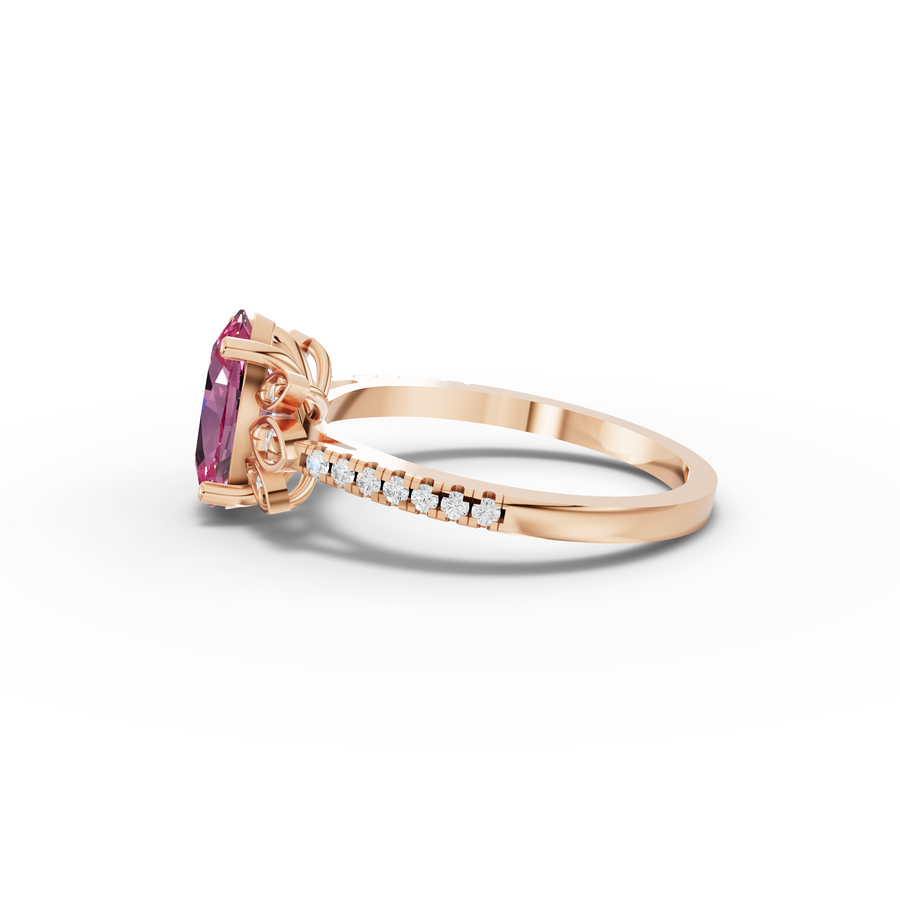 1.64 Ct Oval Tourmaline Halo Ring 1.5 Ct Center