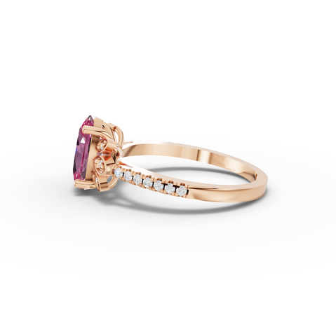 1.64 Ct Oval Tourmaline Halo Ring 1.5 Ct Center