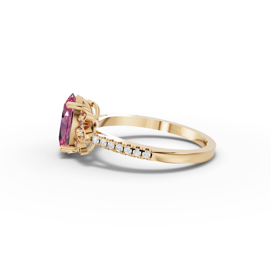 1.64 Ct Oval Tourmaline Halo Ring 1.5 Ct Center