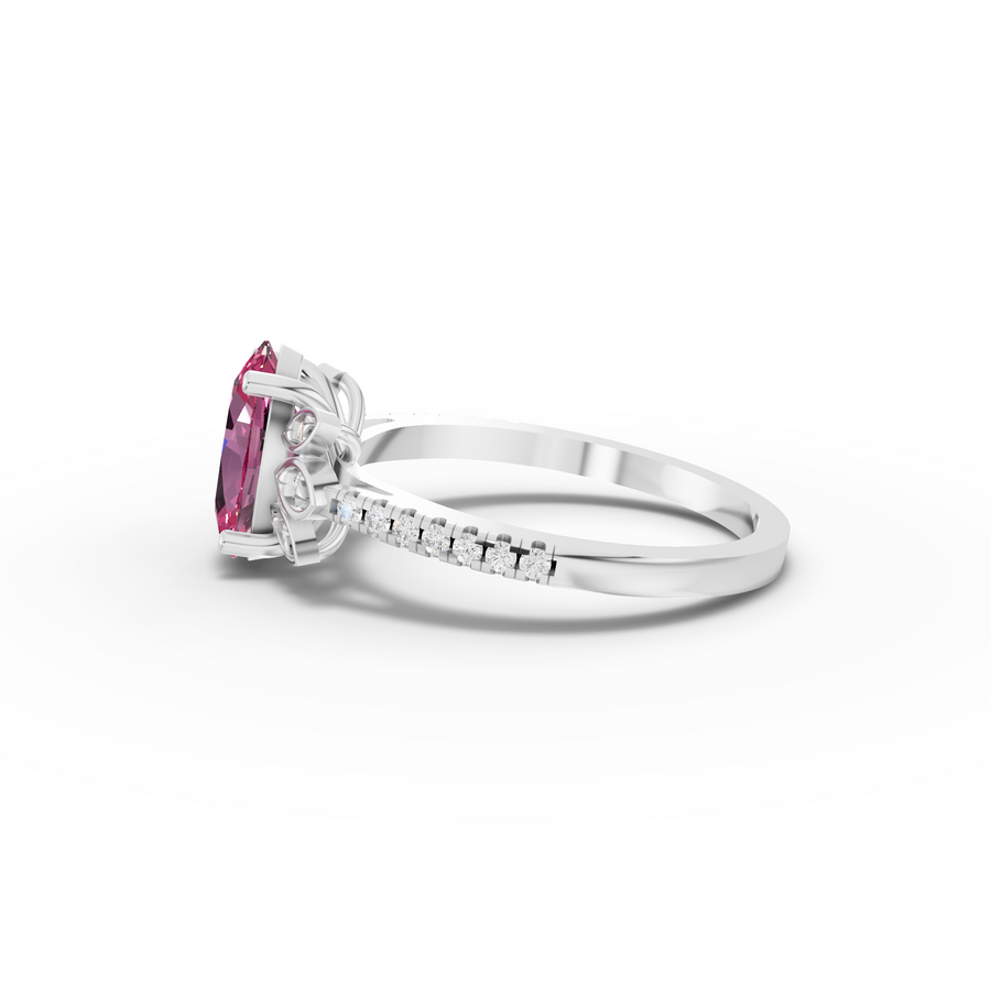 1.64 Ct Oval Tourmaline Halo Ring 1.5 Ct Center