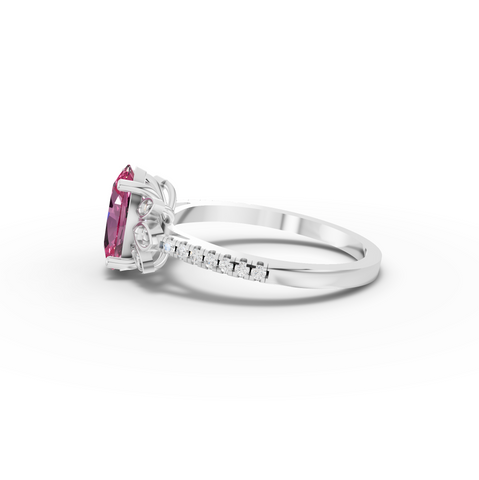 1.64 Ct Oval Tourmaline Halo Ring 1.5 Ct Center