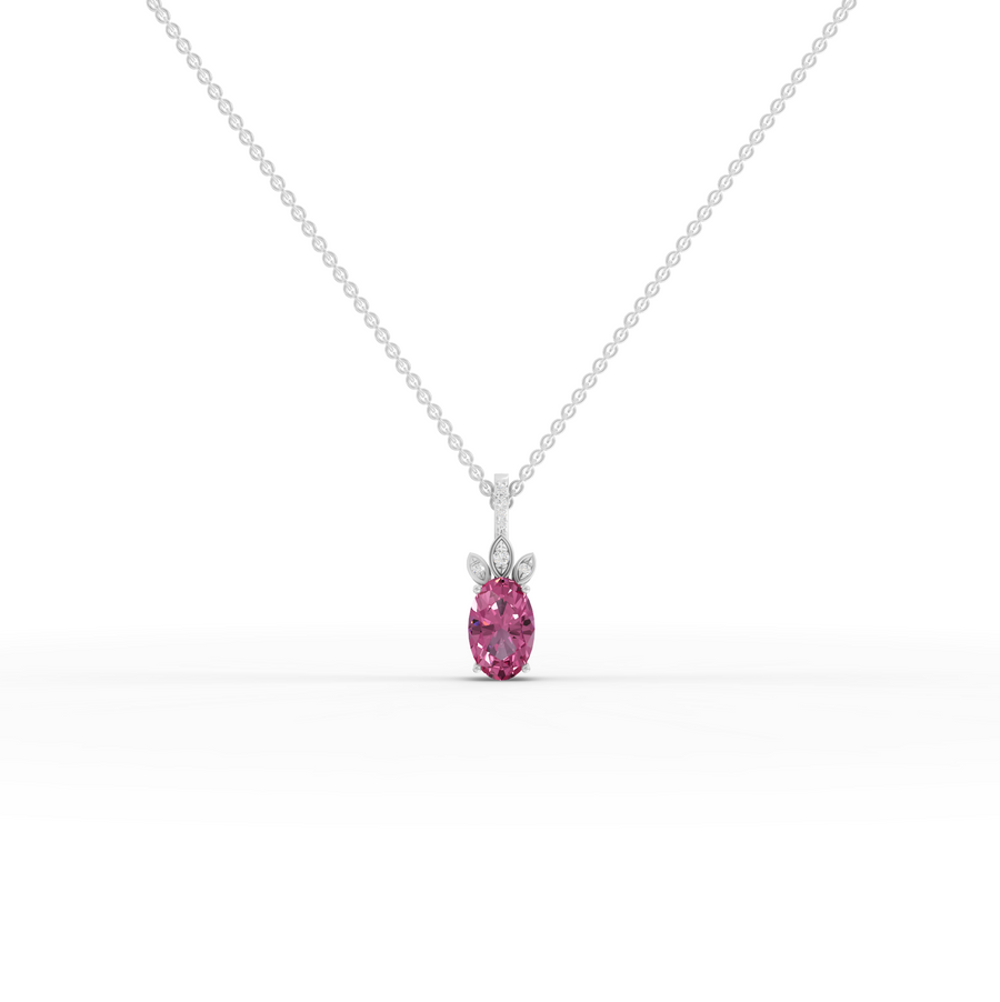 1.51 ct lab grown diamond pendant with 1.00 ct center stone and accent diamonds in a refined oval-inspired design