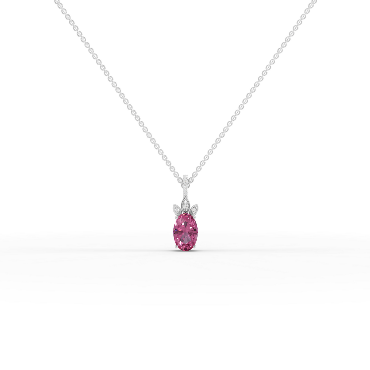 1.51 Ct Pink Tourmaline Diamond Pendant with Accent Diamonds Center 1.00 Ct