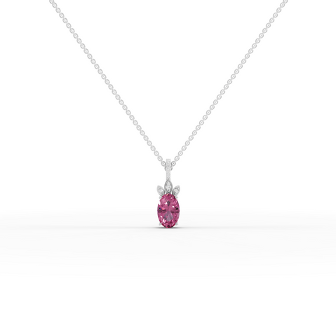 1.51 Ct Pink Tourmaline Diamond Pendant with Accent Diamonds Center 1.00 Ct