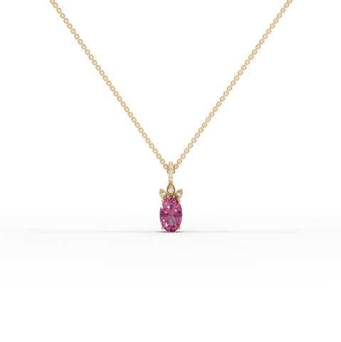 1.51 Ct Pink Tourmaline Diamond Pendant with Accent Diamonds Center 1.00 Ct