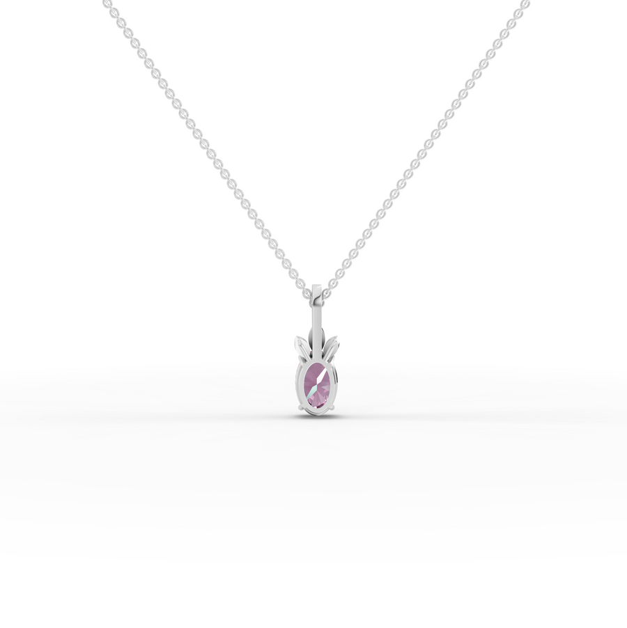 1.51 Ct Oval Pink Tourmaline With Side Stone Pendant 1.00 Ct Center
