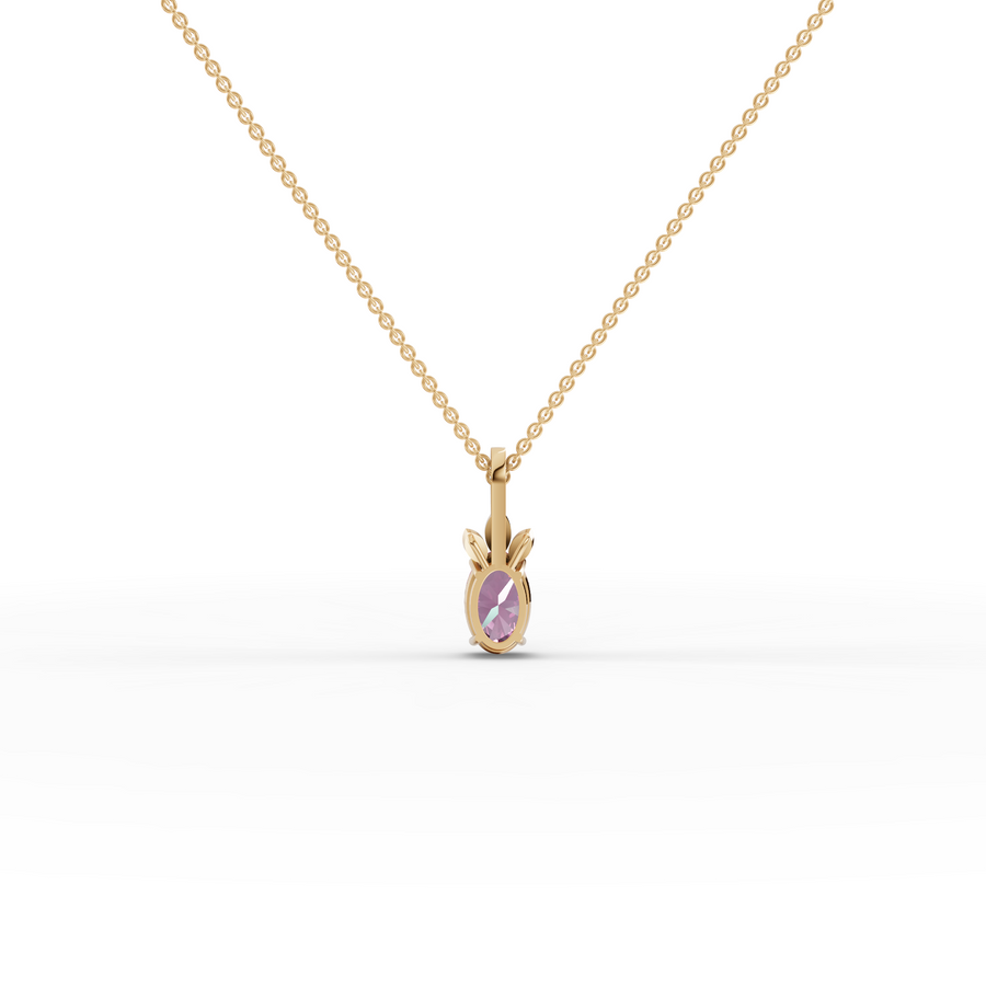 1.51 Ct Oval Pink Tourmaline With Side Stone Pendant 1.00 Ct Center