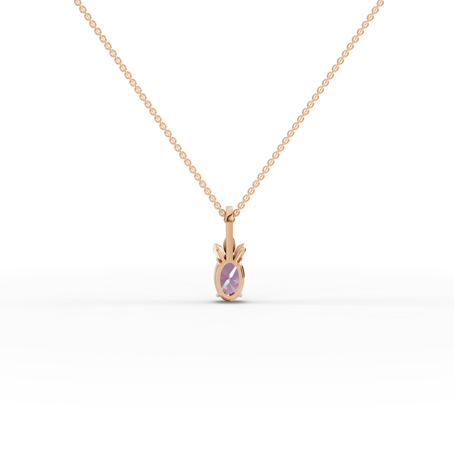 1.51 Ct Oval Pink Tourmaline With Side Stone Pendant 1.00 Ct Center
