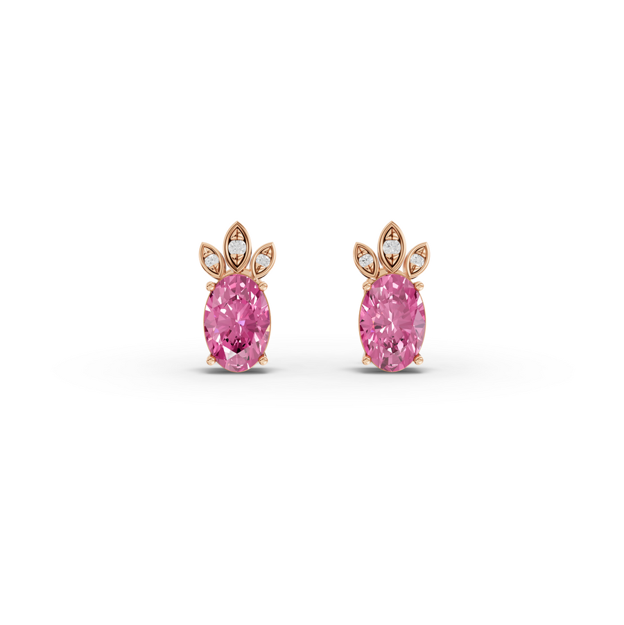 2.05 Ct Oval Pink Tourmaline Stud Earrings