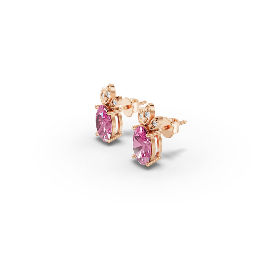 2.05 Ct Oval Pink Tourmaline Stud Earrings