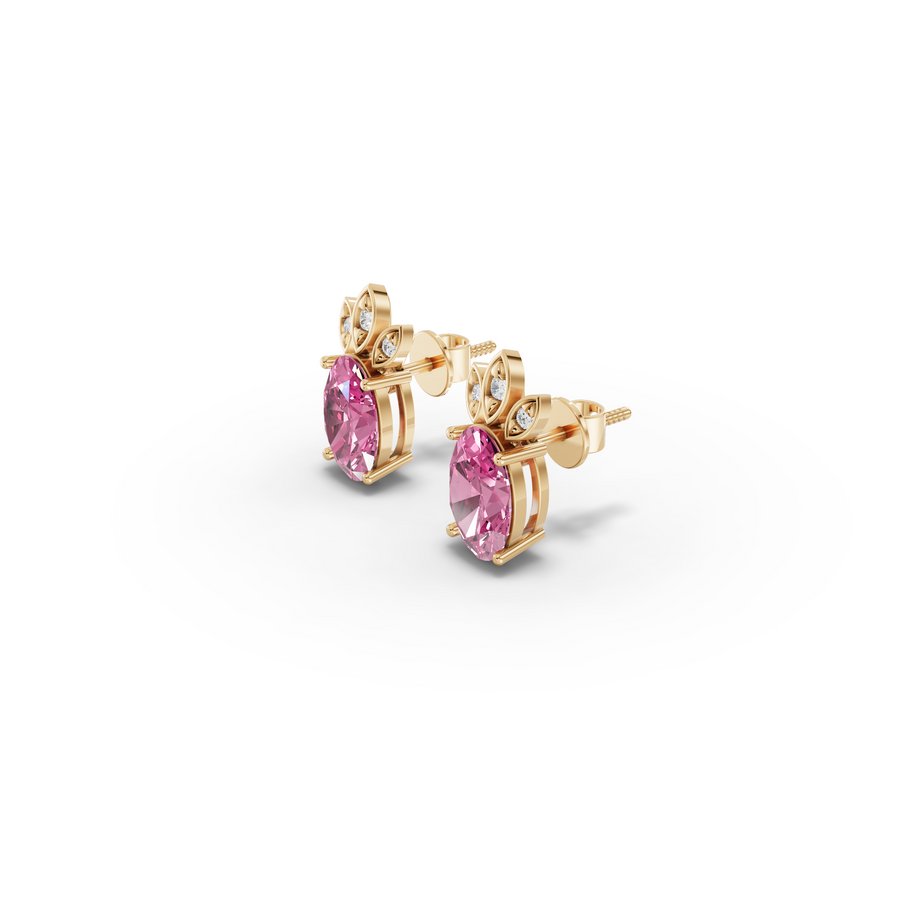 2.05 Ct Oval Pink Tourmaline Stud Earrings
