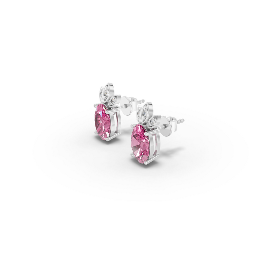 2.05 Ct Oval Pink Tourmaline Stud Earrings