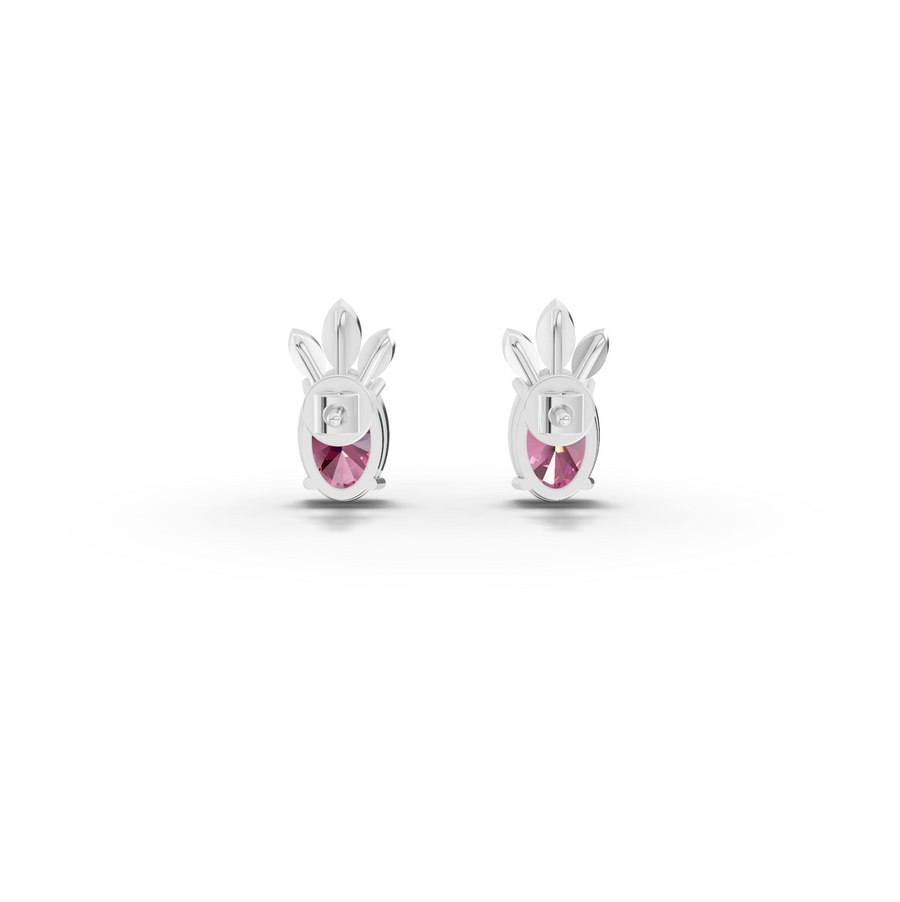2.05 Ct Oval Pink Tourmaline Stud Earrings
