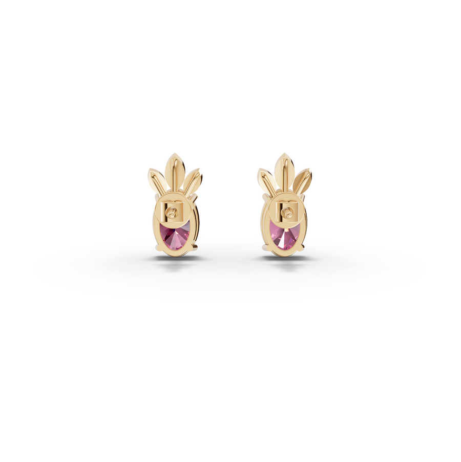 2.05 Ct Oval Pink Tourmaline Stud Earrings