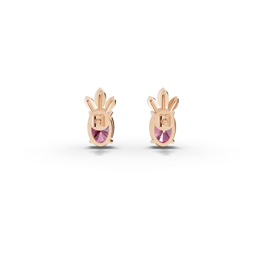 2.05 Ct Oval Pink Tourmaline Stud Earrings
