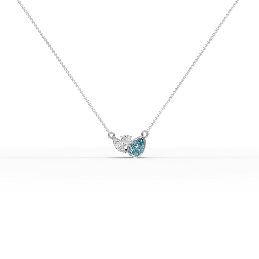 2.82 ct aquamarine lab diamond pendant necklace with March birthstone blue gemstone and sparkling lab diamonds