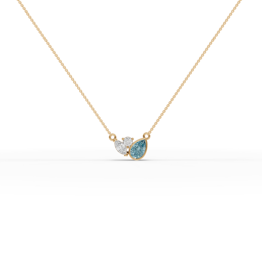 2.82 Ct Pear Aquamarine Lab Diamond Pendant
