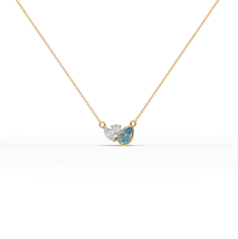 2.82 Ct March Birthstone Aquamarine Lab Diamond Pendant Necklace