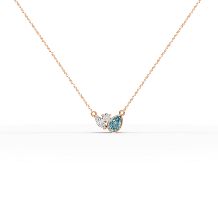 2.82 Ct Pear Aquamarine Lab Diamond Pendant