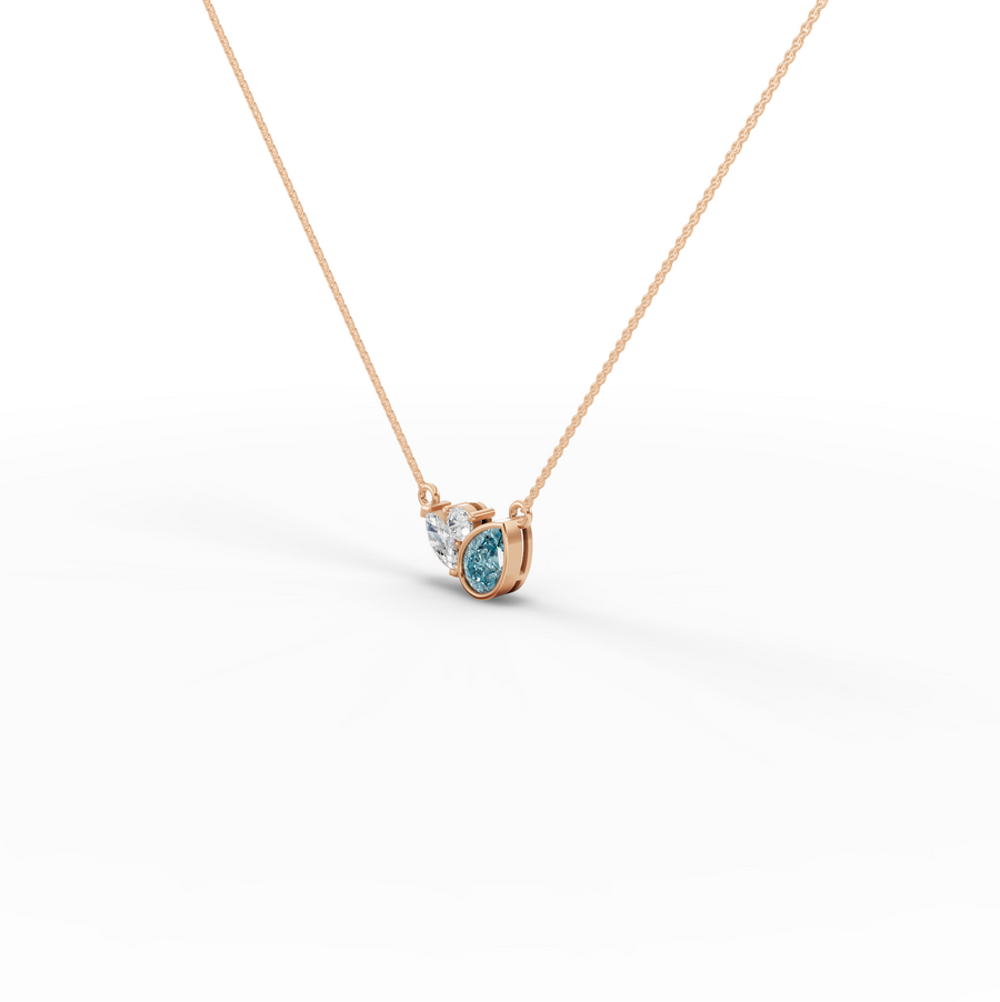 2.82 Ct Pear Aquamarine Lab Diamond Pendant
