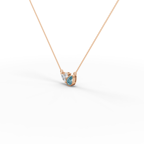 2.82 Ct March Birthstone Aquamarine Lab Diamond Pendant Necklace