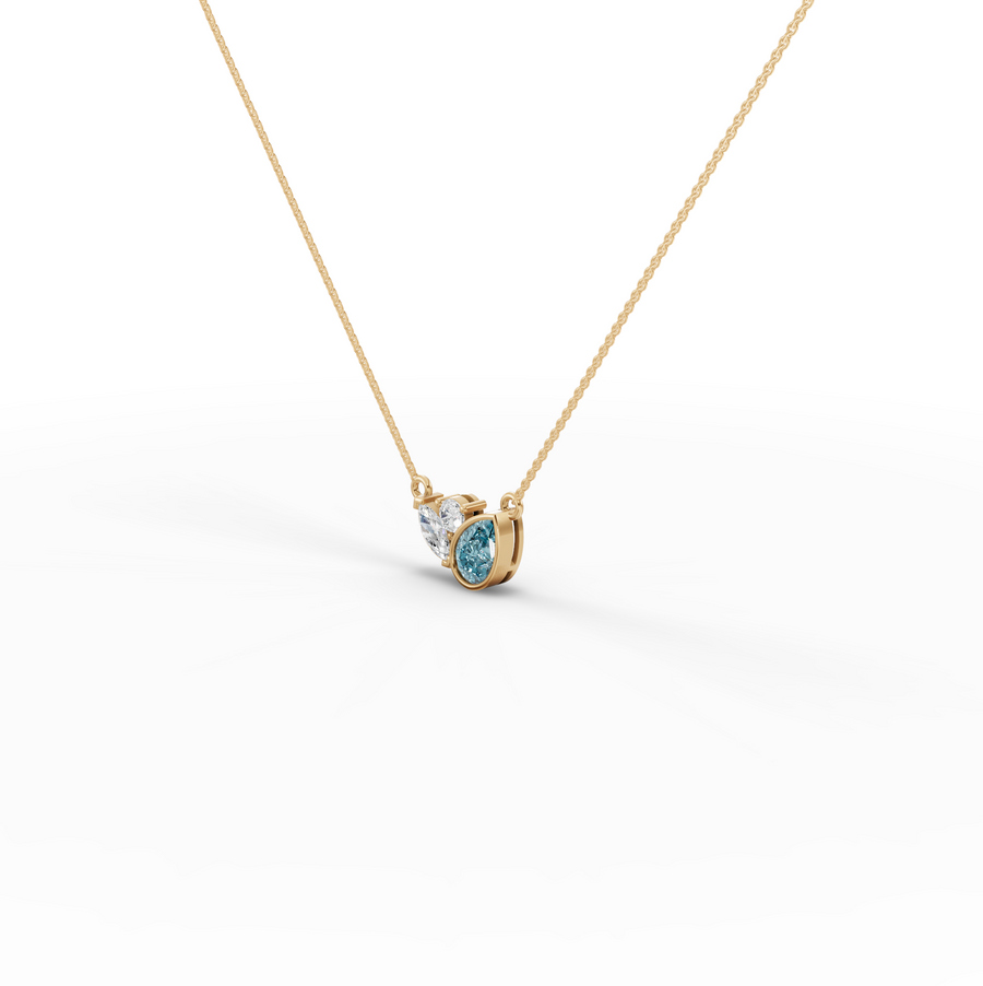 2.82 Ct Pear Aquamarine Lab Diamond Pendant