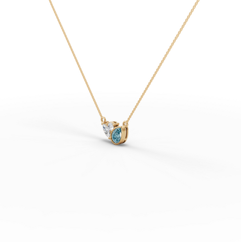 2.82 Ct March Birthstone Aquamarine Lab Diamond Pendant Necklace